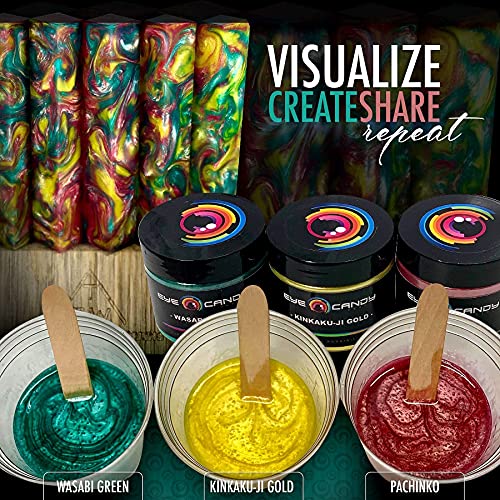 Eye Candy Pigments Premium Green Mica Powder - Wasabi Green (50gr) - for Epoxy, Resin, Soap, Paint, Woodworking, Acrylic Pouring, Bath Bombs, Fishing Lures - DIY Arts and Crafts Additive - color: Wasabi Green
