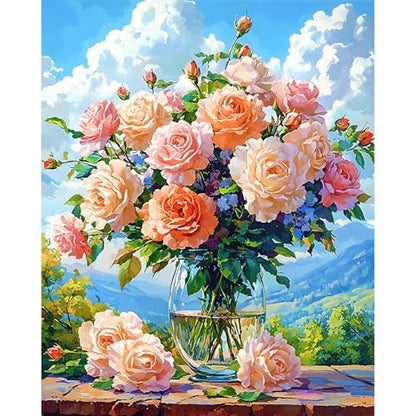 Cytheron Paint by Numbers Kit for Adults, Rose DIY Painting Kit, 16x20 Inch - color: CYOP1P07