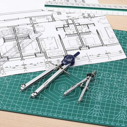 Mr. Pen- Professional Geometry Set, 7 pcs | Metal Compasses with Center Wheel & Extension Leg, Precision Drafting Kit with Storage Box for Geometry, Technical Drawing - style: 7 pcs Geometry Tool Set