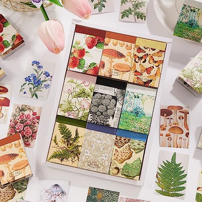 9 Sets 450 Sheets Washi Stickers for Journaling, Plants Fruit Flowers Butterfly Shell Boho Stickers Vintage Aesthetic Scrapbook Sticker for Bullet Journal Art Diary Card Craft Gifts Planner Notebook - style: Nature Style