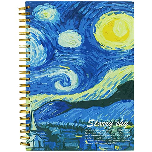 Starry Night Aesthetic Art Mix Media Sketchbook,98lb/160gsm Acid Free Thick Paper Drawing Sketching,1 Pack of A4 Blank Spiral Bound Journal Notebook, Sketch Pad Book for Student and Adult - color: Starry Night A4