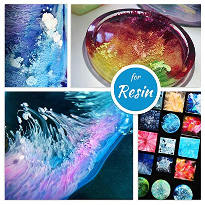 24 Alcohol Ink Set - 10 Vibrant Colors Alcohol Inks with 14 White Alcohol-Based Ink for Resin Petri Dish Making, Epoxy Resin Painting - Alcohol Color Dye for Resin Art, Tumbler Making - 0.35oz Each