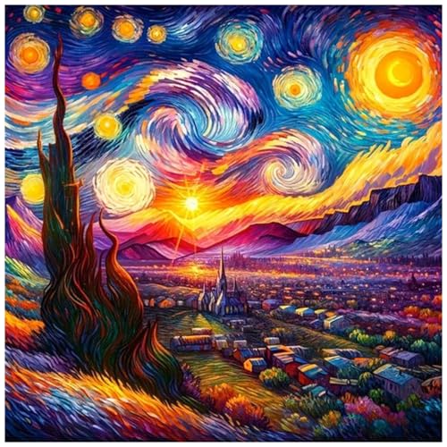 Lophomie Diamond Art Kits for Adults, 5D Starry Night Diamond Painting Kits - color: Diamond Art Van Gogh, size: 13.8x13.8in (35x35cm)