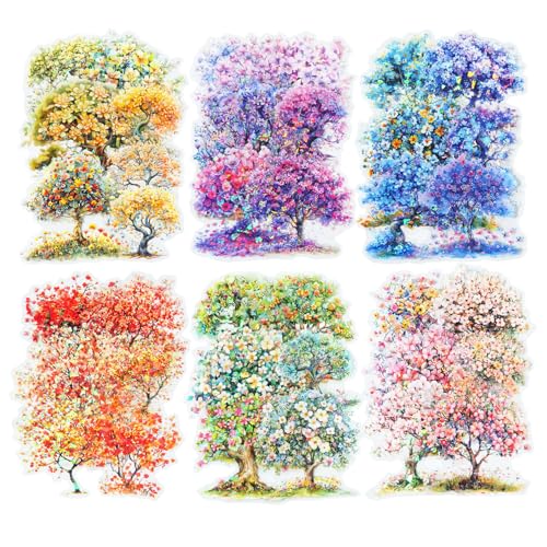 60 Pcs Holographic Floral Tree Stickers for Scrapbook Journaling - color: Flower Tree