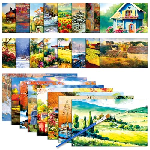 24Pcs Reusable Water Doodle Coloring Set for Dementia Product for Elderly - color: Country Life