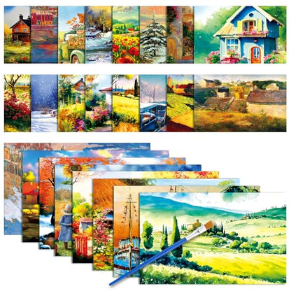 24Pcs Reusable Water Doodle Coloring Set for Dementia Product for Elderly - color: Country Life