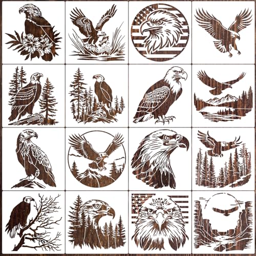 Eagle Stencil 6" Eagle Stencils for Painting Wood Burning Stencils | Reusable Animal Wildlife Stencil for Painting on Wall Fabrics DIY Crafts - style: Eagle
