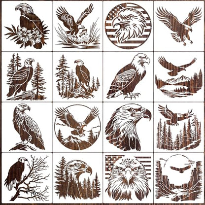 Eagle Stencil 6" Eagle Stencils for Painting Wood Burning Stencils | Reusable Animal Wildlife Stencil for Painting on Wall Fabrics DIY Crafts - style: Eagle