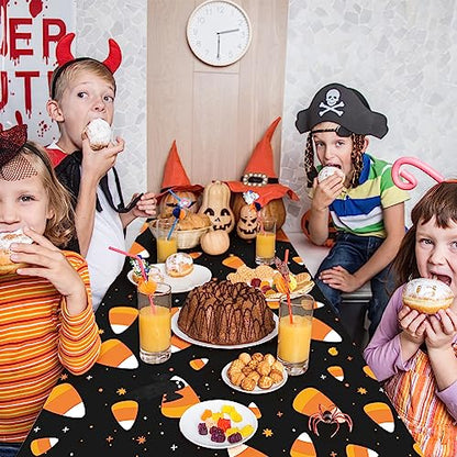 durony 2 Pieces Halloween Candy Corn Disposable Tablecloths 108 x 54 Inch - style: Halloween
