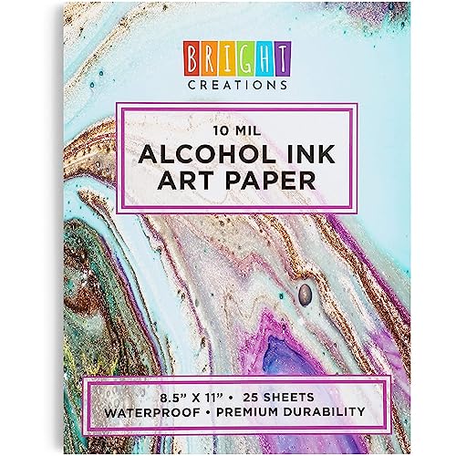 Bright Creations Alcohol Ink Paper Pad - 8.5 x 11 in, 25 Sheets - Synthetic Paper for Alcohol Ink Art & Painting Supplies