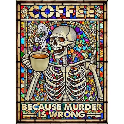 Skull Diamond Art Kits for Adults Funny Diamond Painting Kit for Beginner | Skeleton 5D DIY Gothic Diamond Dots Full Drill Crafts for Gem Art Dot Art for Adults Home Wall Decor for Teens 12x16 in - color: DP03544
