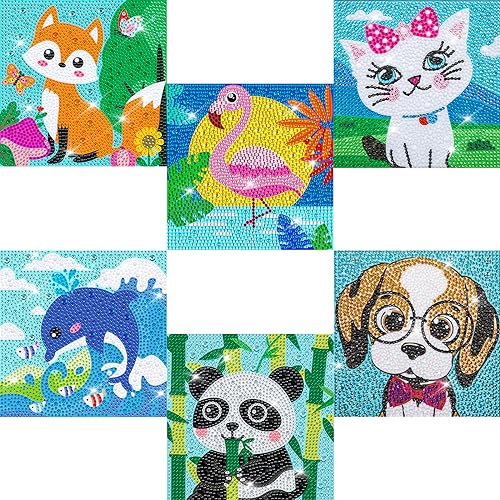 Labeol Diamond Art Kits for Kids Crafts for Girls Ages 6-8-10-12 Easy to DIY Creative Diamond Art Sticker Craft by Numbers Kits for Kids and Adult Beginners (6 Pack Chic) - style: 6 pack Chic