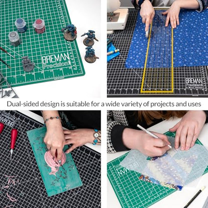 Breman Precision 9x12 Inch Self Healing Cutting Mat – 2-Sided 5-Ply PVC Green/Black Cutting Mats for Crafts, Sewing, Quilting & DIY Projects with Durable Non-Slip Surface & Precise Grid Lines - color: Green/Black, size: 9x12