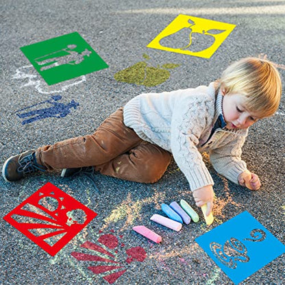 Henoyso 24 Pcs Farm Animal Stencil for Kids 8 Inch Reusable Templates | Plastic, Drawing Painting Templates, Farmer House, Cock, Cow, Blue, Red, Yellow, Wood Paper Scrapbook, Wedding DIY Art Crafts - style: Farm Style