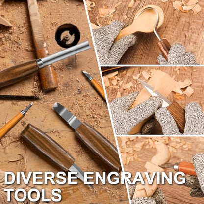 Wood Carving Kit, 46Pcs Wood Carving Tools with 6pcs Whittling Knives & 5pcs Detail Knives &12 Color Paint Set & Beewax, Whittling Kit for Beginners and Enthusiasts