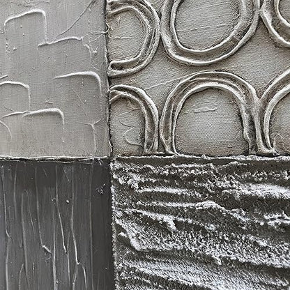 Alenoss 100% Handmade Abstract Metal Paintings Canvas Wall Art Unique Thick Texture Rough Surface Modern Oil Painting 48x24 Inches Imitation Old Handicrafts Grey Artwork - color: AL-B02