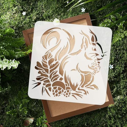 Squirrel Nut Stencil, Animal Reusable Painting Template - style: Squirrel