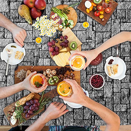 durony 2 Pieces Stone Wall Plastic Tablecloths Table Covers Waterproof Medieval Stone Brick Table Cover for Medieval Castle Knight Themed Party Table Decorations, 108 x 54 Inches - style: Stone Wall