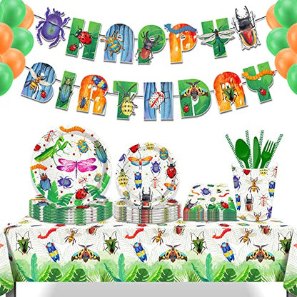 1 Pack Insects Party Plastic Tablecloth 54 x 87 Inch Long Rectangular Table Cover for Buffet, Birthday Party Holiday Dinner, Picnic or Tablecloth for Kitchen Event Use - color: Insect