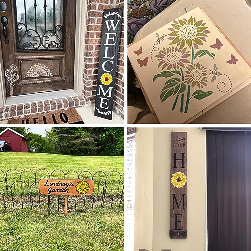 Large Sunflower Stencils Painting on Wood Wall 14.5 X 11 inch Paint for Kids Adult Art Crafts Projects Drawing Reusable Burning Pattern for Canvas Decorating (Sunflower) - style: sunflower