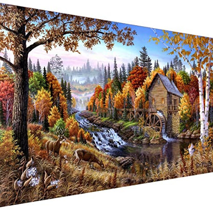 BOHADIY Diamond Painting Kits for Adults Rural Landscape Abstract 5D Diamond Art Kits for Adults, Large Size DIY Full Drill Paintings with Diamonds Gem Art Crafts for Home Wall Decor 16x27.5 Inch