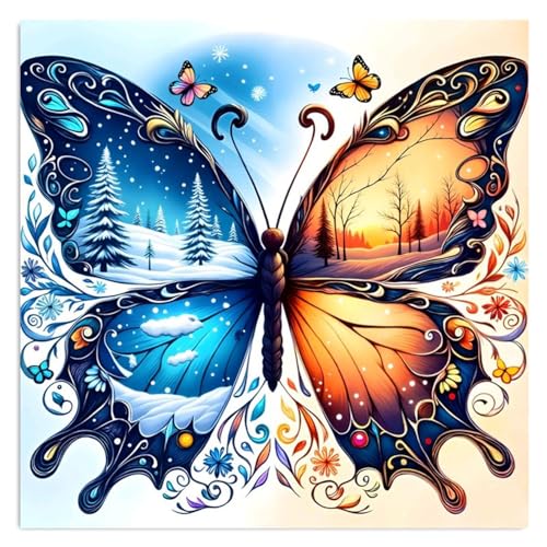 HITO Butterfly Diamond Painting Kits for Adults Butterfly Diamond Art Kits | Animal Gem Art Kits for Adult for Gift Home Wall Decor 14x14 Inch - color: G9592