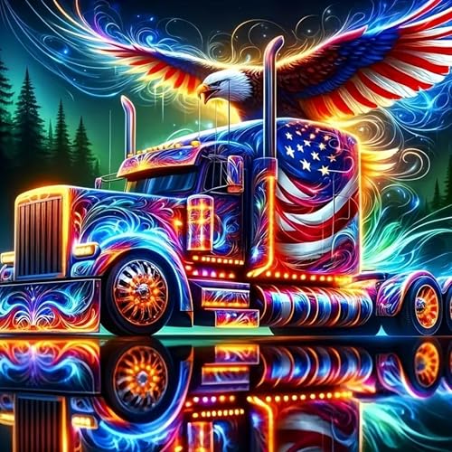 ajepon Independence Day Diamond Art Kit - 5D Diamond Painting for Adults Independence Day, Adult Gem Painting Kits, Gem Art Kit for Wall Home Decor Arts Craft 14x14inch - color: G7804