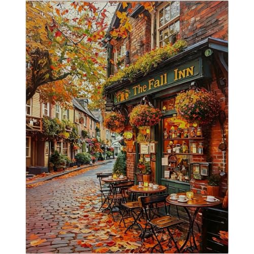 Gemozaic Fall Paint by Numbers Kit for Adults, Street Landscape, 16 x 20 in - color: MT23099