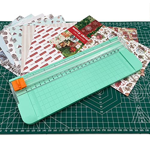 Paper Cutter, A4 Paper Trimmer with Security Safeguard & Side Ruler Portable Straight Edge Cutter for Scrapbooking Craft Paper, Photos, Label, Cardstock (Green) - color: Green