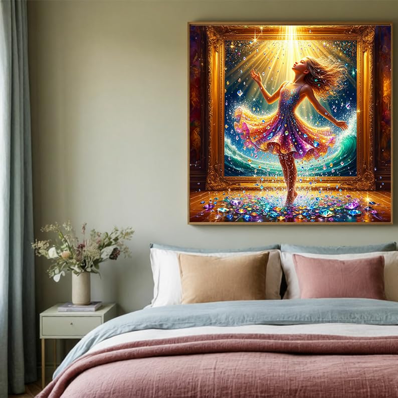 ALEXMACLIST Dazzling Gem Dancer 14x14 Full Drill Diamond Painting Kit - color: Glowing Dancer