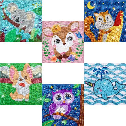 Labeol Diamond Art Kits for Kids Crafts for Girls Ages 6-8-10-12 Easy to DIY Creative Diamond Art Sticker Craft by Numbers Kits for Kids and Adult Beginners (6 Pack Adorable) - style: 6 pack Adorable