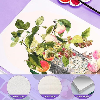 82 Sheets Watercolor Paper, 230 GSM Cotton Cold Press, 5x7 Inch Thick Off-White Acid-Free Artist Paper for Painting, Gouache, Acrylic, Sketching, Journals & Mixed Media