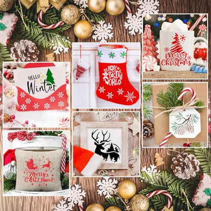 25 Pcs Christmas Stencils for Crafts Reusable 4 Inch Small Christmas Stencil for Painting on Wood Ornament Card Making Window (25 Christmas 4in) - style: 25 Christmas