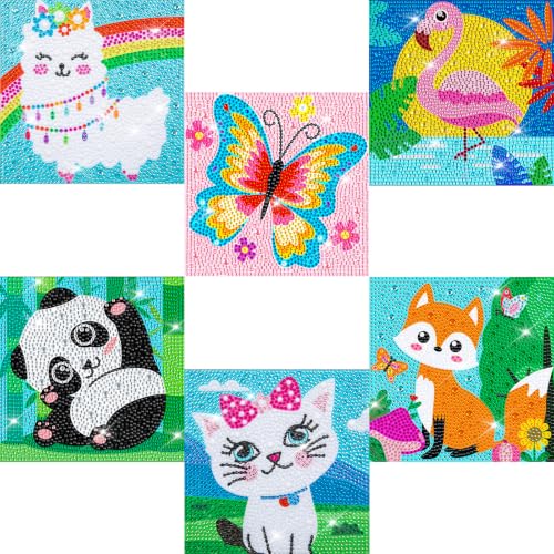Labeol Diamond Art Kits for Kids Crafts for Girls Ages 6-8-10-12 Easy to DIY Creative Diamond Art Sticker Craft by Numbers Kits for Kids and Adult Beginners (6 Pack Classic) - style: 6 pack Classic