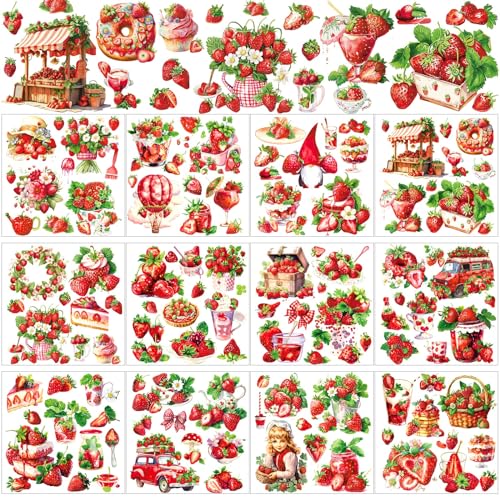 BBTO 12 Sheets Rub on Transfers for Crafts Wood Furniture DIY, 5.5" x 5.7" - style: Strawberry