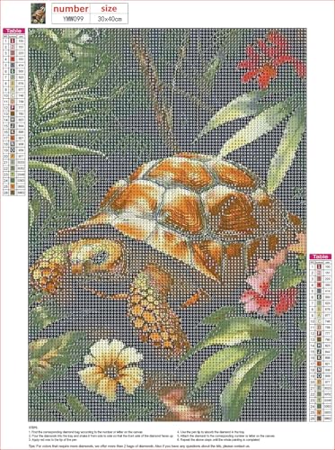 MXJSUA DIY Diamond Painting Kits for Adults, Tortoise Diamond Gem Art Painting for Beginners, Diamond Picture with Full Round Drill Dots Craft Set, 12x16 Inch - color: Animals-14