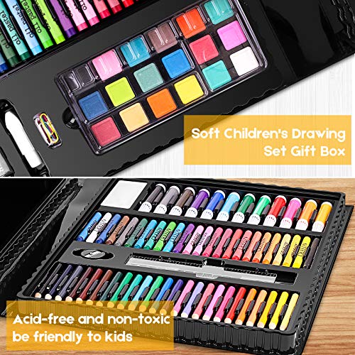 iBayam Art Kit, 251-Pack Art Supplies Drawing Kits, Arts & Crafts Gifts Box | Kids Teen Girls Boys, Travel Carrying Case & Trifold Easel, Scratch Paper, Sketch Pad, Coloring Book, Crayons, Pencils - color: Black