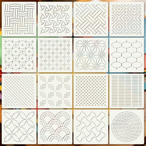 Texture Stencils for Crafts Reusable 16Pcs Stencils(5X5 Inch) - color: Texture 16