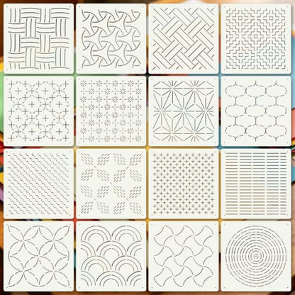 Texture Stencils for Crafts Reusable 16Pcs Stencils(5X5 Inch) - color: Texture 16