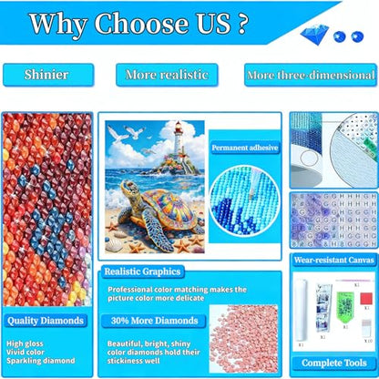 Arttoplus Sea Turtle Diamond Art Kits for Adults Beginner 12x16 inch - color: G9358-US