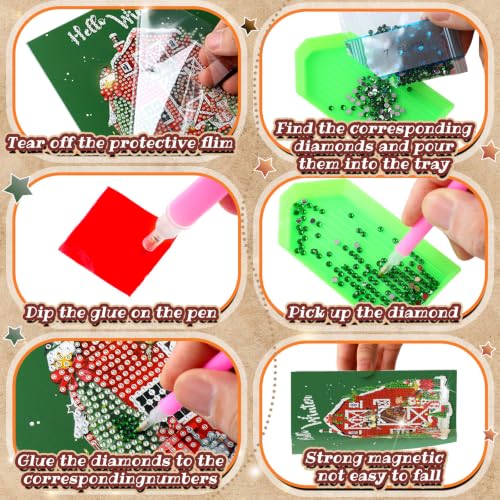 Saillong 12 Pack Fall Diamond Painting Greeting Cards Kits DIY Holiday Diamond Art Cards with Envelopes Halloween Christmas 5D Rhinestones Painting Making Kit for Adult DIY Crafts Party Favors Gifts - color: Holiday