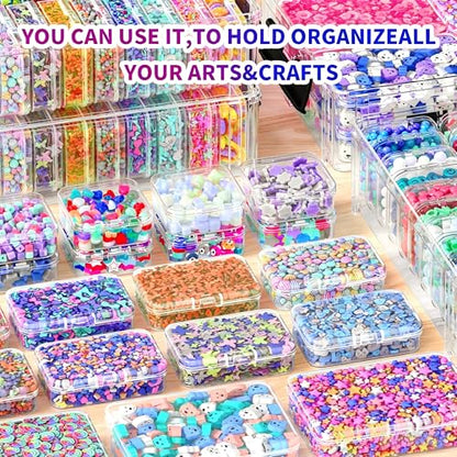 Stackable Bead Storage Organizer, 88 Small Plastic Containers with Lids, 4-Layer Clear Bead Organizer Box, 3 Sizes, Portable, for Jewelry and Crafts - size: 4-Tier 8L+20M+60S