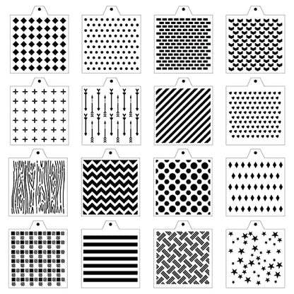 16 Pcs 5.5x5.5in Cookie Stencil DIY Royal Icing Baking Stencils for Royal Icing Cookies, Airbrush Cookies; Sugar Cookie Stencils,Craft Painting, Stencil Genie Stencils (Essential) - style: Essential