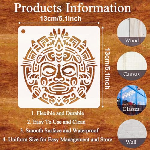 25-Pack Aztec Stencils Mayan Stencils, Reusable Painting & Baking Templates, Suitable for Wood, Canvas, Paper, Fabric, Cookies, Walls, Furniture. DIY Art and Home Decor Craft Stencils