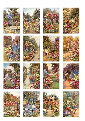 Decoupage Paper Pack (21 Sheets 6"x8") Beautiful Flowers Gardens Love FLONZ Vintage Styled St Valentive Birthday Cards Pictures for Decoupage, Craft and Scrapbooking - color: Seven