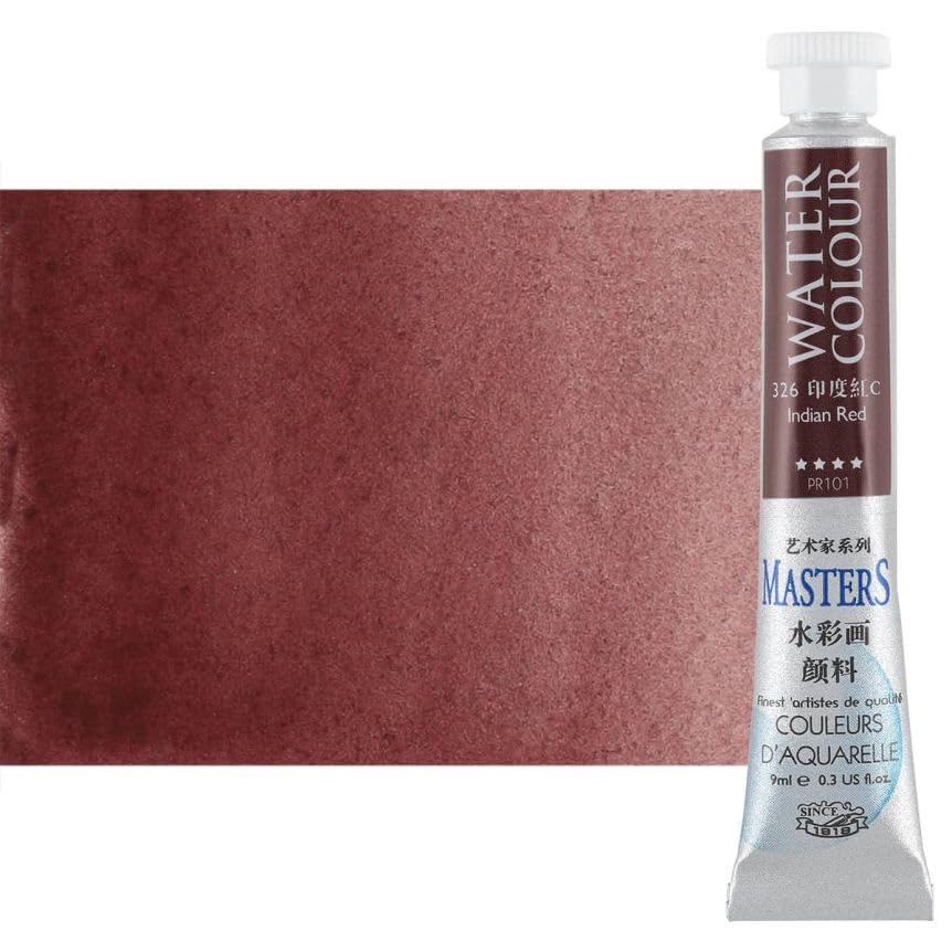 Marie's Masters Quality Watercolor Paint - Indian Red, 9 mL - Concentrated Color, Pure Pigments, High Lightfastness Ratings - color: Indian Red