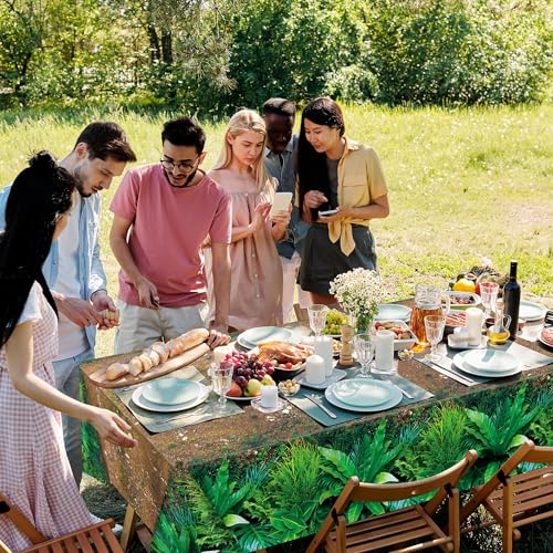 Kochorie 2 Pieces Forest Path Tablecloths Disposable Safari Jungle Table Cover Waterproof Woodland Table Cloth for Safari Jungle Birthday Party Supplies Picnic Camping Dining Day, 54 x 108 Inch - style: Forest Path