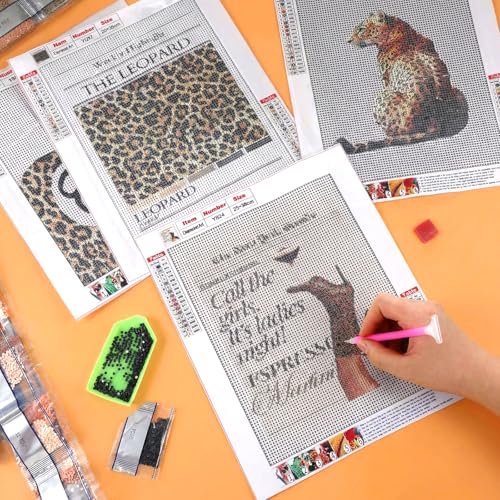 Yeaqee 4 Pcs Diamond Art Kits DIY Painting for Adult Aesthetic Wall Diamond Crafts Aesthetic Room Decor Cute Painting Pictures 5d Craft Wall Decor for Home 10 x 11.8'' (Leopard Print) - style: Leopard Print