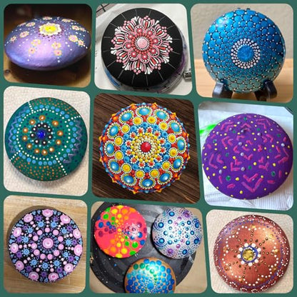 Mandala Rock Painting Kit - Mandala Dotting Tools for Painting - Including Large Wooden Rocks, Acrylic Paints, Stencils, Painting Tools, Manual, Arts Crafts Kit for Adults, Gifts for Women/Mom