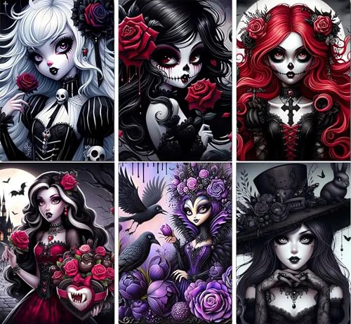 6-Pack Halloween Diamond Art Kits for Adults, Diamond Painting 12x16 Inch - color: DD014